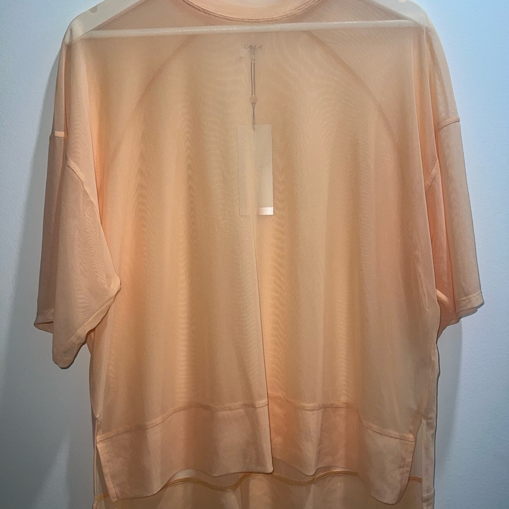 CALIA by Carrie Underwood Peach Sherbet Mesh Tee|M |NEW - Picture 3 of 6
